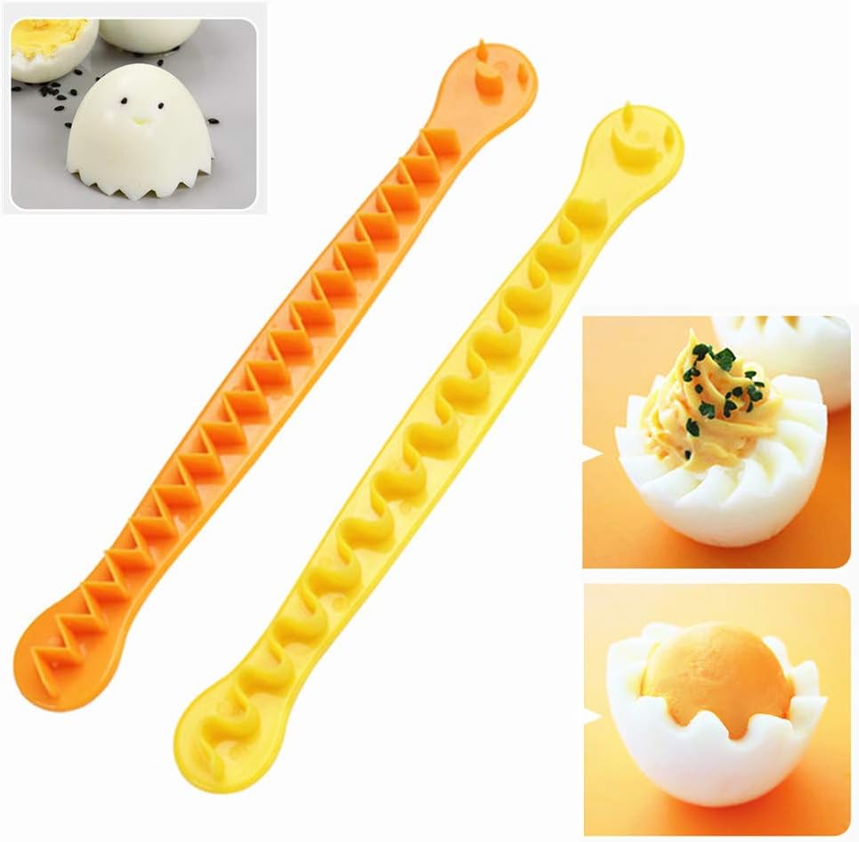 Cortador de huevos, cortador de huevos, cortador de huevos para huevos duros, forma bonita para niños, apto para lavavajillas y fácil de limpiar, 2