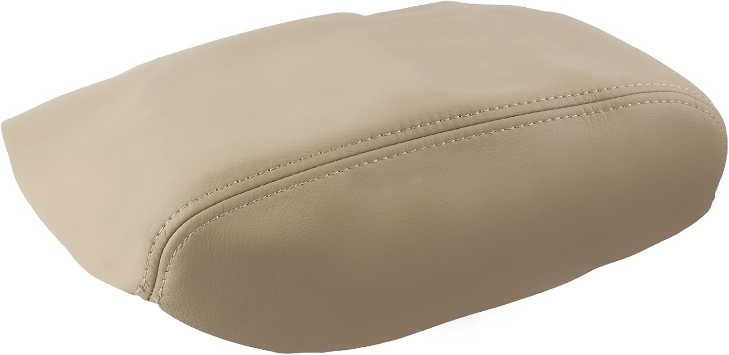 AUTOKAY Cubierta De La Tapa De La Consola Central Del Apoyabrazos De Cuero Se Ajusta Para Honda Pilot 2009-2015 – Beige Bronceado