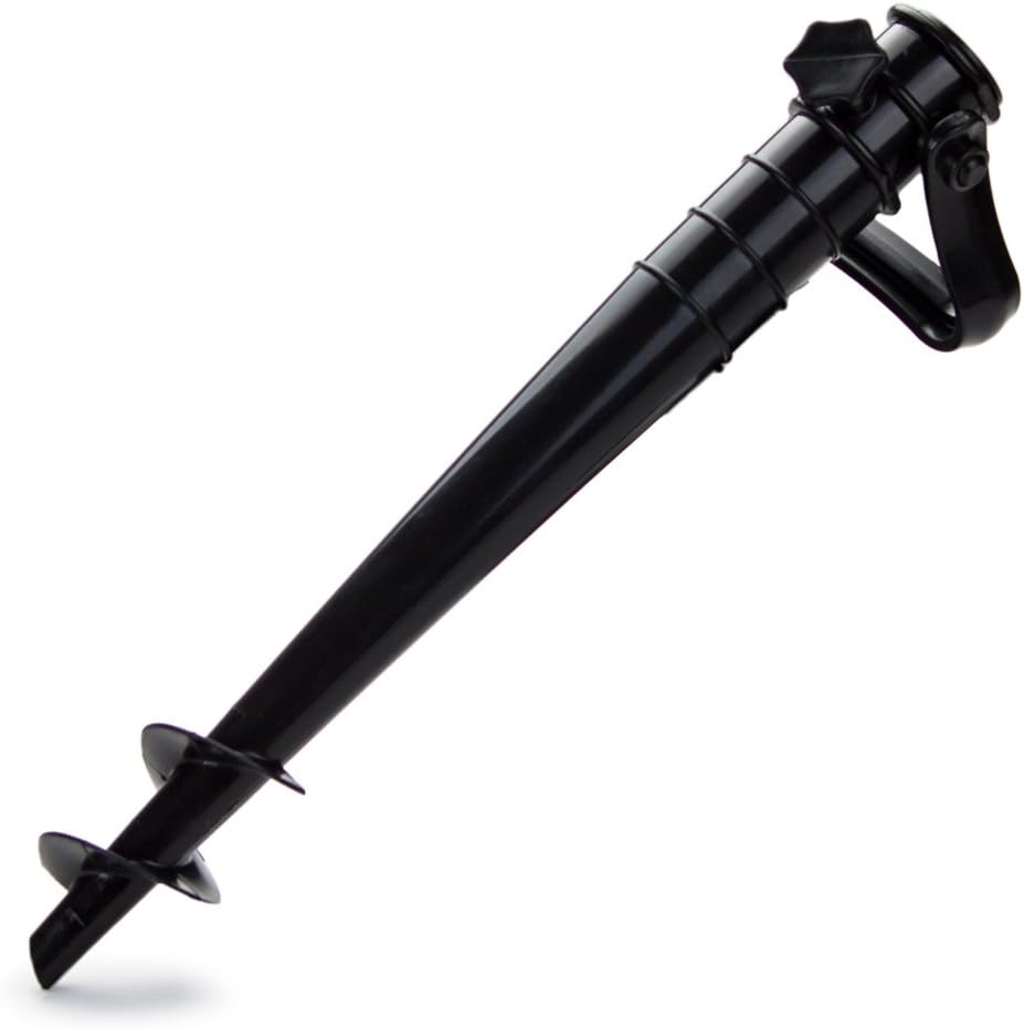 Ancla de arena de plástico para sombrilla de playa, libre de óxido y tamaño para sombrillas delgadas (negro)