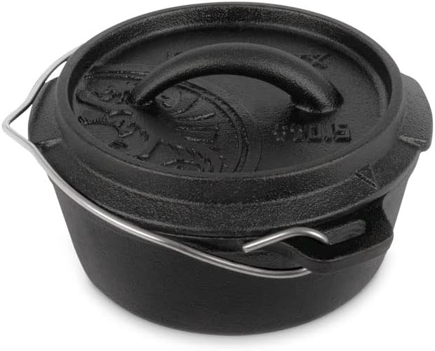 Petromax Horno holandés de hierro fundido para cocinar u hornear al aire libre sobre una fogata o en la cocina del hogar, los utensilios de cocina
