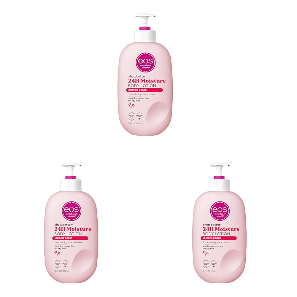 eos Loción corporal Shea Better – Jasmine Peach, cuidado de la piel con humedad las 24 horas, ligera y no grasosa, hecha con karité natural, vegano,