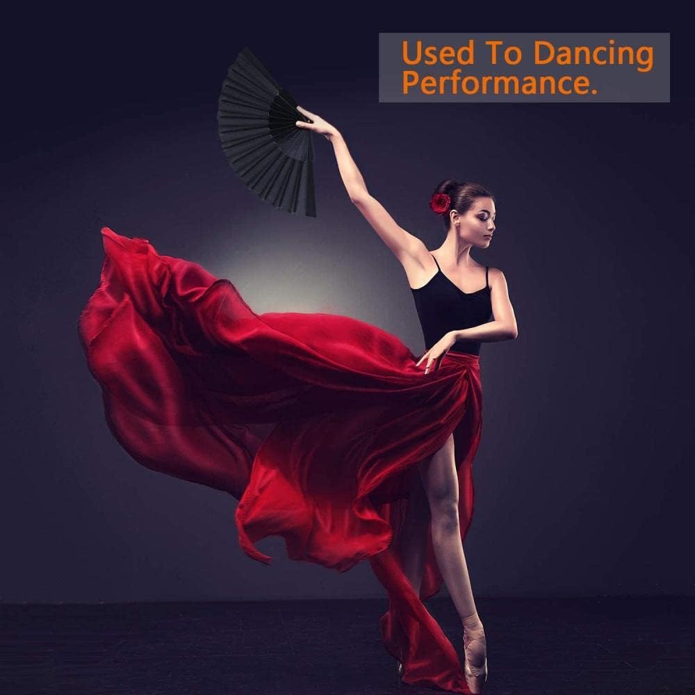 Original Hand Fan Folding, Decorative Folding Fans Fashion Floral Bamboo Fans with Tassel Rose Red Chinese Silk Fans Elegant Handmade Spanish Fan