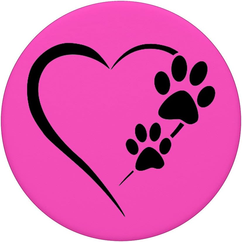 Pata de perro con diseño de corazón rojo con diseño de pata de perro, color negro