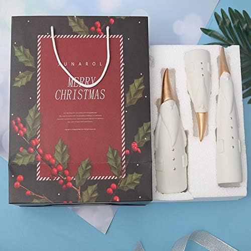 Simplifi-Life – Juego de 3 figuras de Papá Noel (cerámica, hechas a mano), color blanco