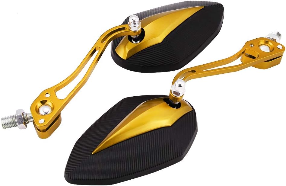 Espejo retrovisor para scooter, par de espejos retrovisores universales de aleación de aluminio de 0.315 in y 0.394 in (amarillo)