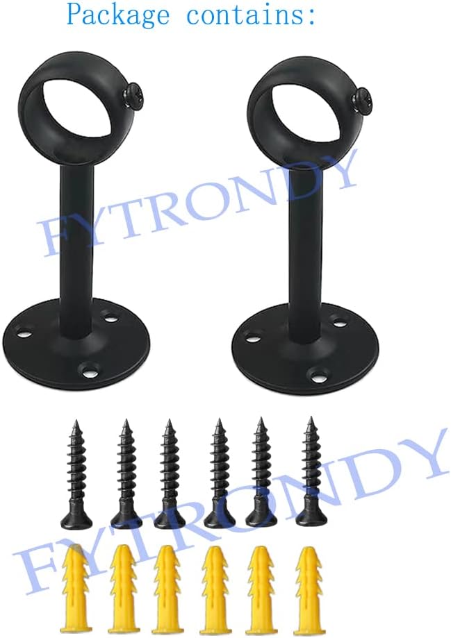 FYTRONDY Black Edition – Tubo de armario de acero inoxidable, soporte de barra de soporte de palanca de armario (1-14 pulgadas, paquete de 2)