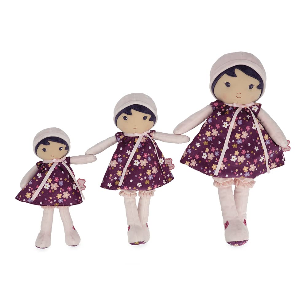 Kaloo Tendresse – My First Fabric Doll Violette de 10 pulgadas de alto – Cabello negro y vestido floral – Lavable – A partir de 0 años – K200001