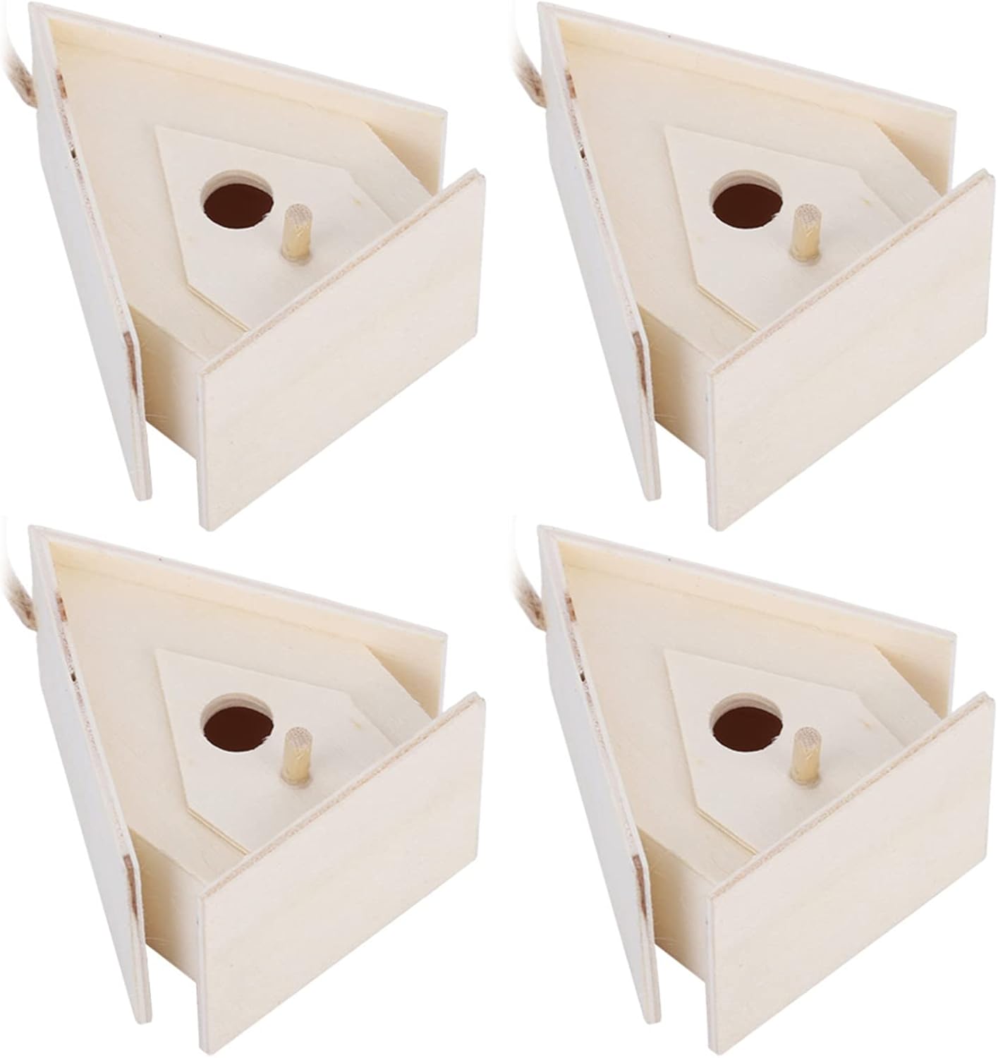 Fydun 4Pcs Hanging Wooden Bird House Nests Cage Ornament Crafts for Garden Courtyard Decor 4Pcs Hanging Wooden Bird for Family