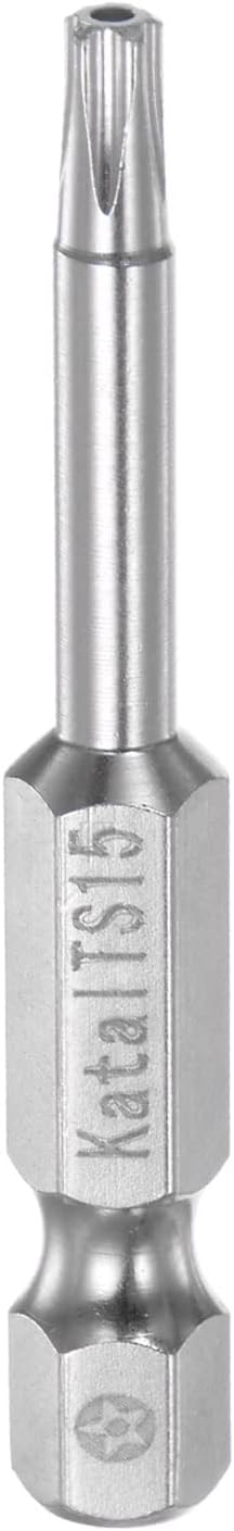 TS15 – Destornillador magnético de seguridad con estrella de seguridad de 5 puntos, vástago hexagonal de 14 pulgadas, longitud de 2 pulgadas