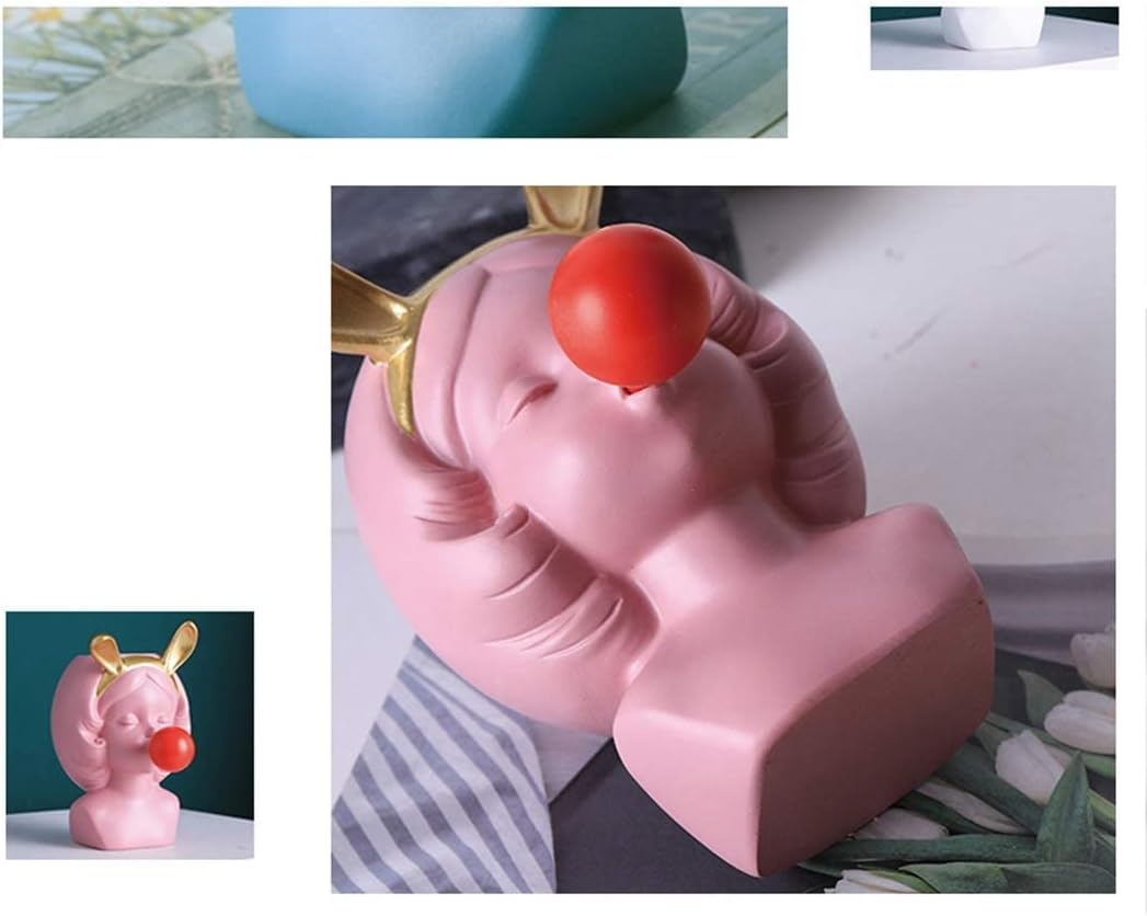 Pequeño florero de resina nórdica linda chica chicle estatua figura suculenta planta maceta moderna decoración del hogar soporte para bolígrafo