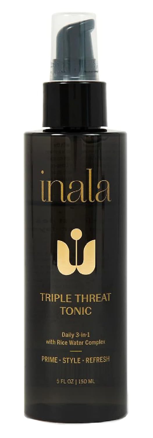 INALA Triple Threat Tonic – Tónico de tratamiento diario 3 en 1 con complejo de agua de arroz, fortalece y fortalece las hebras, sin aceite y