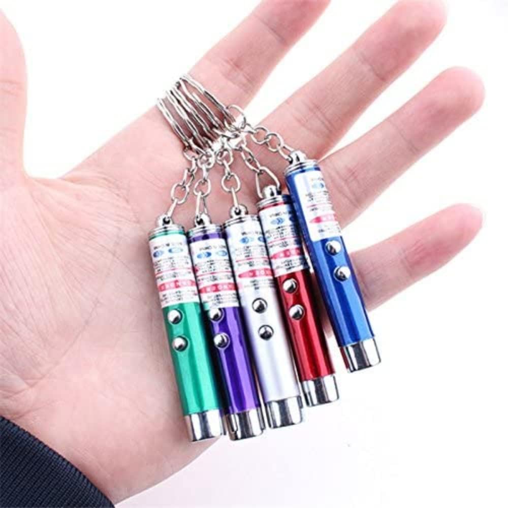 Mini juguetes para gatos, puntero láser, bolígrafo, llavero, linterna divertida para perro, lámpara para mascotas, luz blanca, botón infrarrojo,