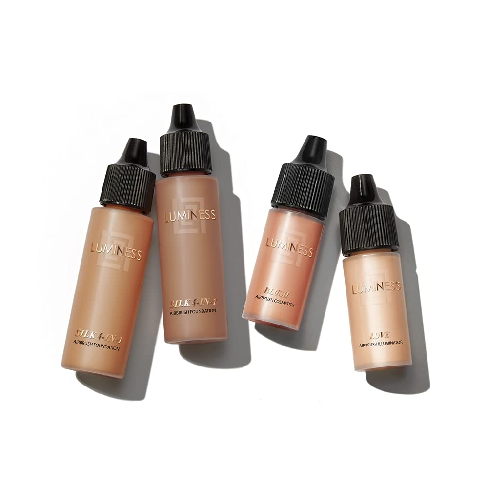 LUMINESS Legend – Sistema de aerógrafo de maquillaje y kit de base de 4 piezas, tono bronceado  Aplicación rápida, fácil y duradera  Incluye (2)