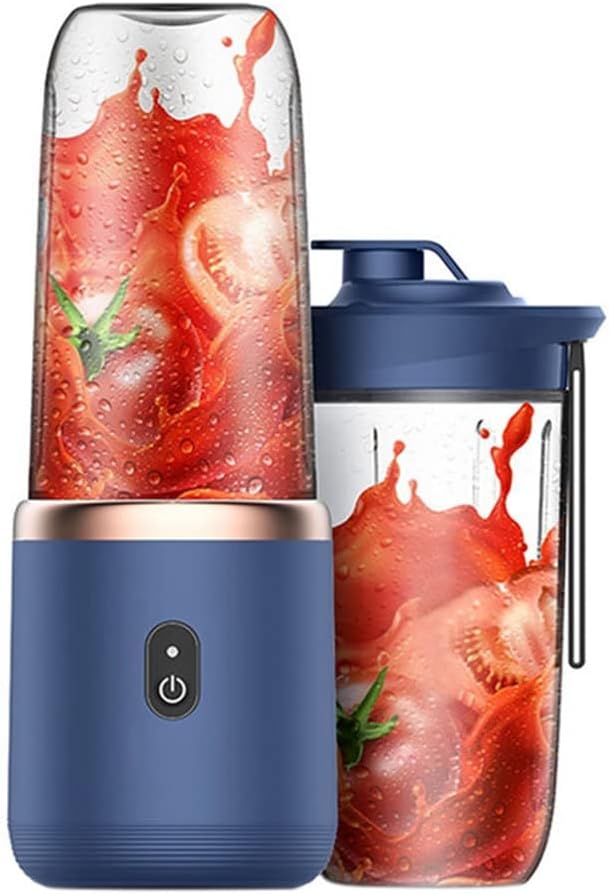 TAMOSH Mezclador de 6 cuchillas con vaso exprimidor y tapa, portátil recargable por USB, máquina mezcladora de jugo de fruta pequeña (rosa)