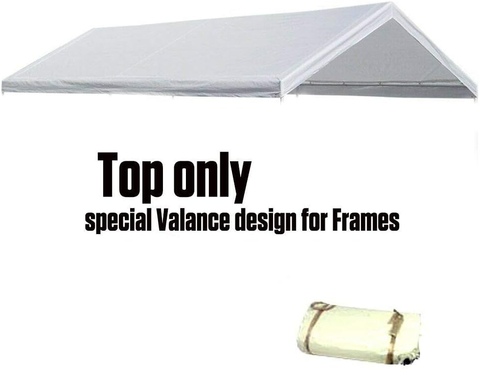 Toldo de repuesto con cenefa de 20 x 30 pies, color blanco, cubierta de lona para techo superior, para automóvil, motocicleta, barco, jetski o feria