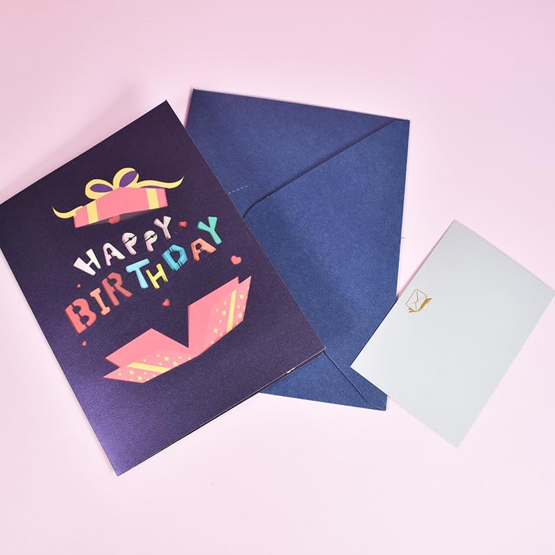 TESHUDI Tarjeta creativa 3D desplegable de feliz cumpleaños, tarjeta de cumpleaños con sobre, regalo de cumpleaños perfecto para mujeres, hombres,