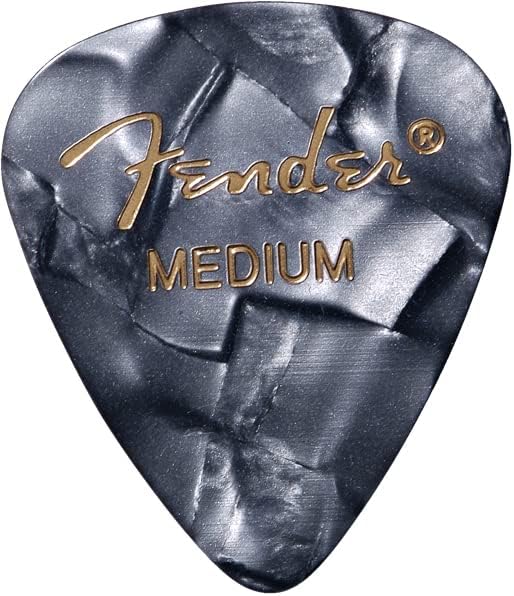 Fender Premium Celluloid 351 Shape Picks, mediano, negro Moto – 12 unidades