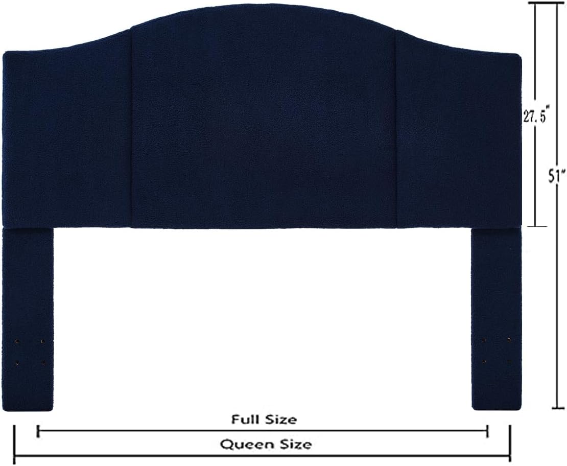 24KF Cabecera plegable tapizada del siglo medio, cabecero moderno en tela de peluche, cabecera KingCalifornia King 6033-Q-azul marino