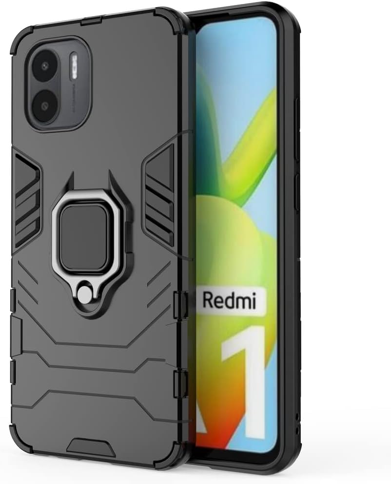 Funda para Xiaomi Redmi A1 Caso,Estuche Shell Soporte para Xiaomi Redmi A1 4G Case Negro