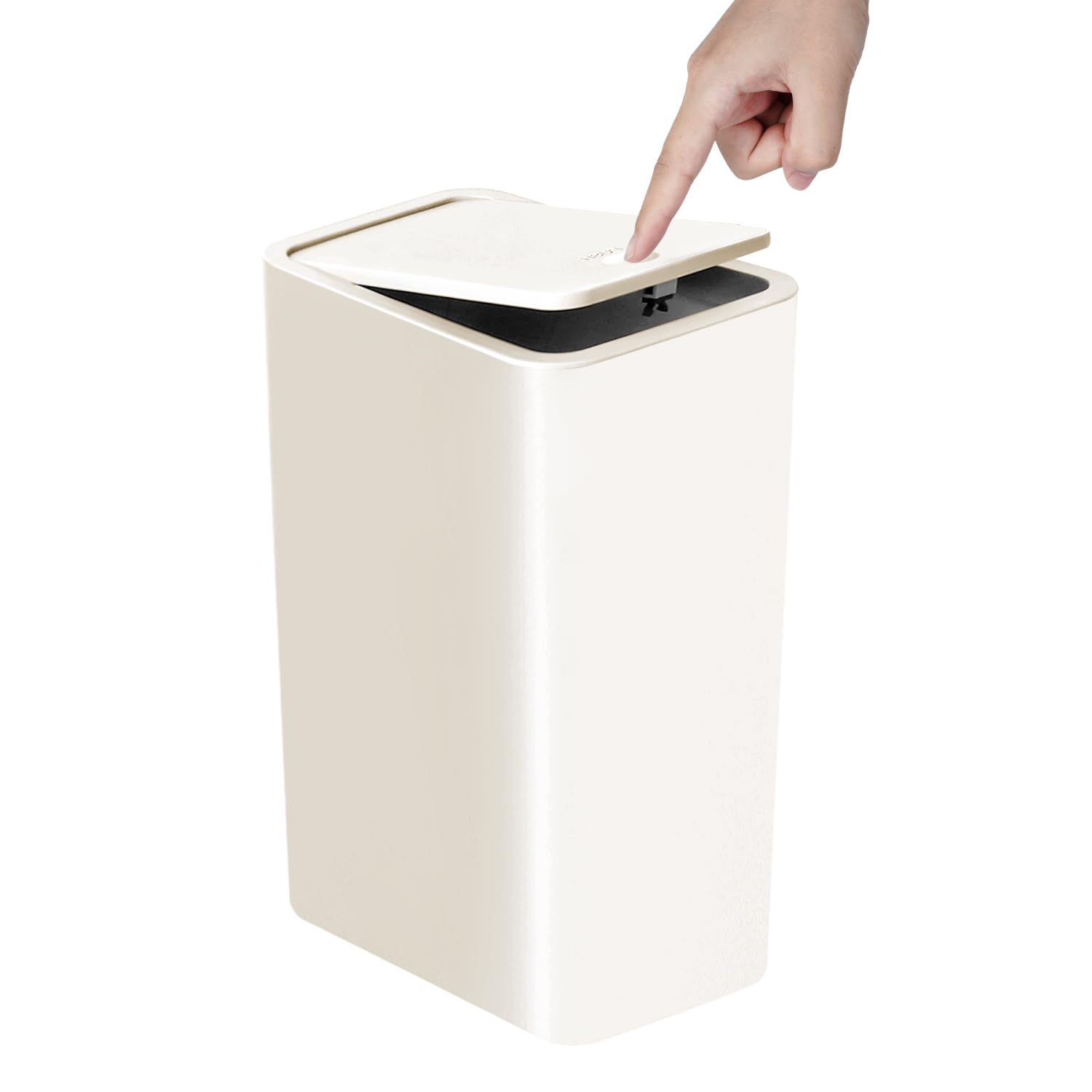 Basurero de baño con tapa, cubo de basura delgado de 10 litros2.6 galones, cesta de basura pequeña con tapa desplegable para cocina, dormitorio,