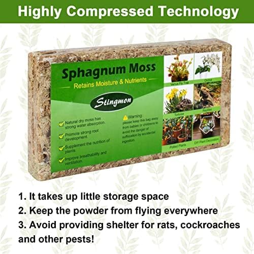 Musgo esfagnum de 2.6 libras para plantas, reptiles de musgo esfagnum para orquídeas para macetas, mezcla de tierra para plantas, musgo de turba,
