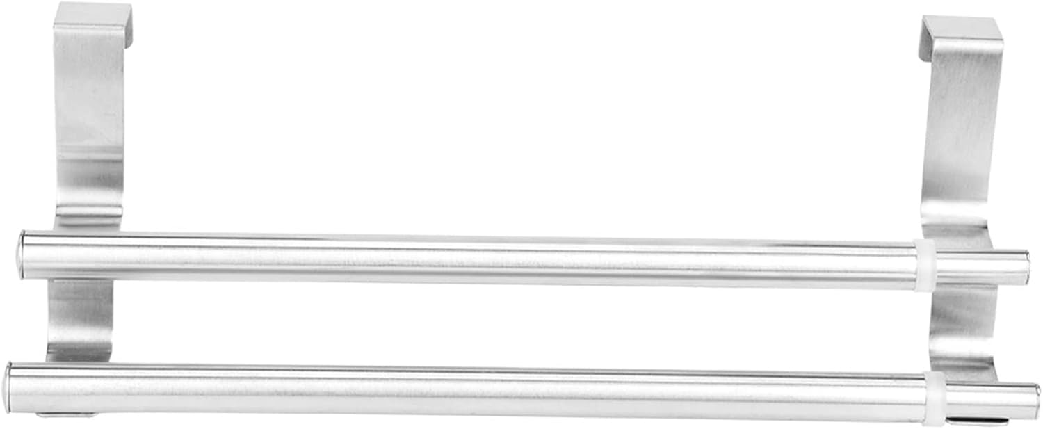 Srliya Staless – Toallero de plástico para colocar sobre la puerta de 26 × 13 × 3 capas dobles de acero inoxidable telescópico toallero organizador