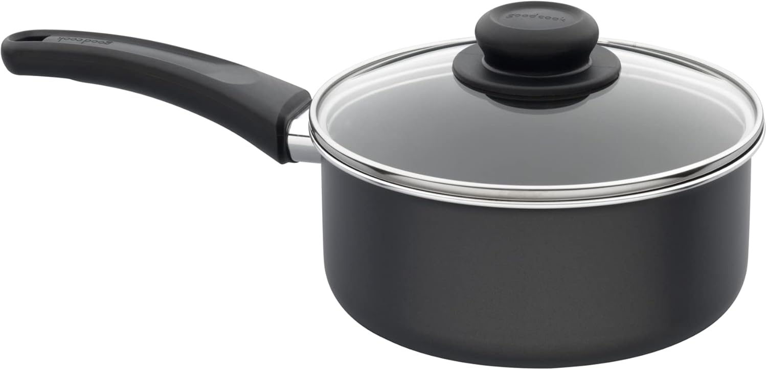 Utensilio de cocina Good Cook con tapa, 11 pulgadas, antiadherente, negro, Cacerola, S, No adhesivo negro