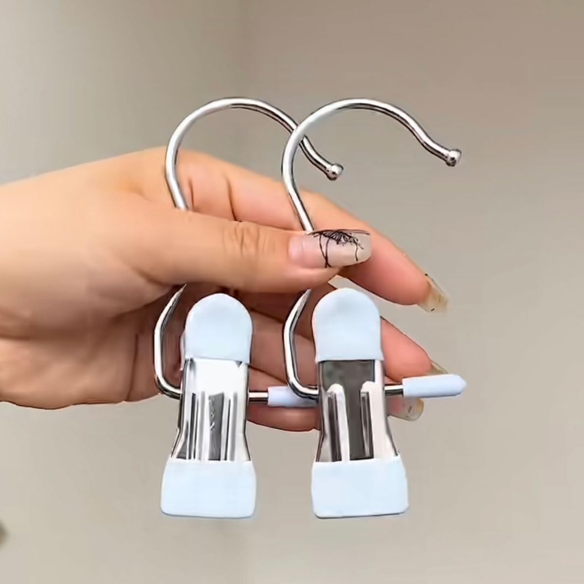 20 clips multifunción, ganchos para colgar la ropa sucia de acero manchado con clips de alta resistencia, clip de secado de metal portátil para