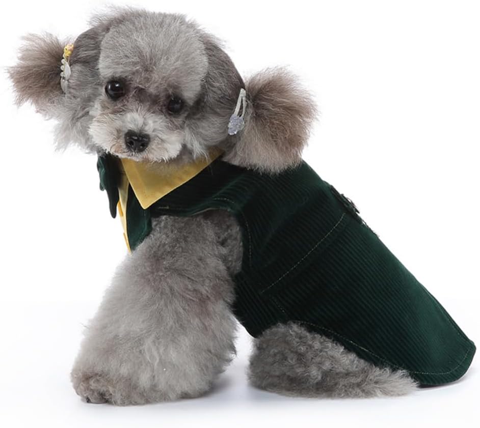 DOTEYAYP Esmoquin de terciopelo para cachorro con corbata de moño desmontable, para baile de graduación, boda, disfraz formal de príncipe para perro