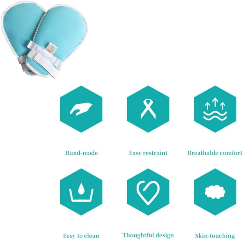 Manoplas de control con malla transpirable, guantes médicos ajustables para manos de hospital, para evitar daños a sí mismos, protector de manos