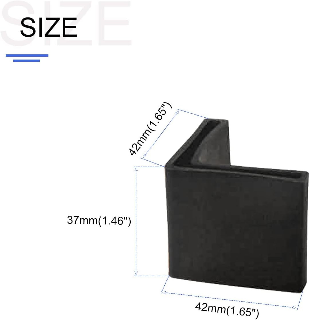 Almohadillas angulares de hierro para muebles (1.5 pulgadas), 8 unidades, cubiertas de plástico en forma de L para pies de muebles, estantes,
