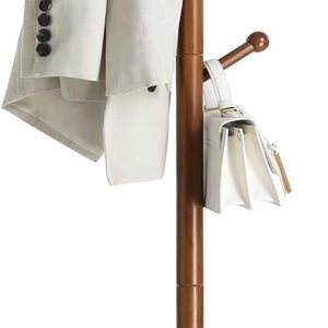 VASAGLE Perchero de madera maciza, árbol de pasillo de madera, perchero con 7 ganchos redondeados, base redonda estable, 3 opciones de altura, para VASAGLE Perchero de madera maciza, árbol de pasillo de madera, perchero con 7 ganchos redondeados, base redonda estable, 3 opciones de altura, para