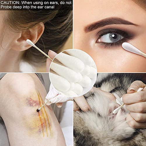 FOVURTE Hisopos de algodón natural, 400 unidades, espiralredondo, hisopo de algodón de bambú de bambú orgánico para limpieza de orejas, niños y bebés
