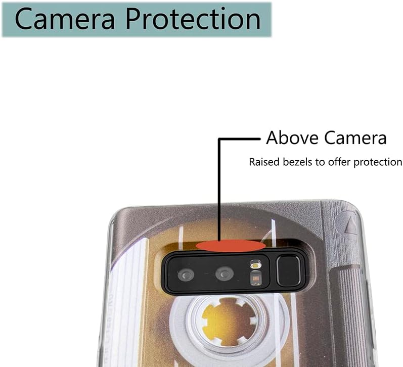 Compatible con Samsung Note 8, cinta de casete a prueba de golpes con música fresca funda protectora para Samsung Galaxy Note 8, multicolor