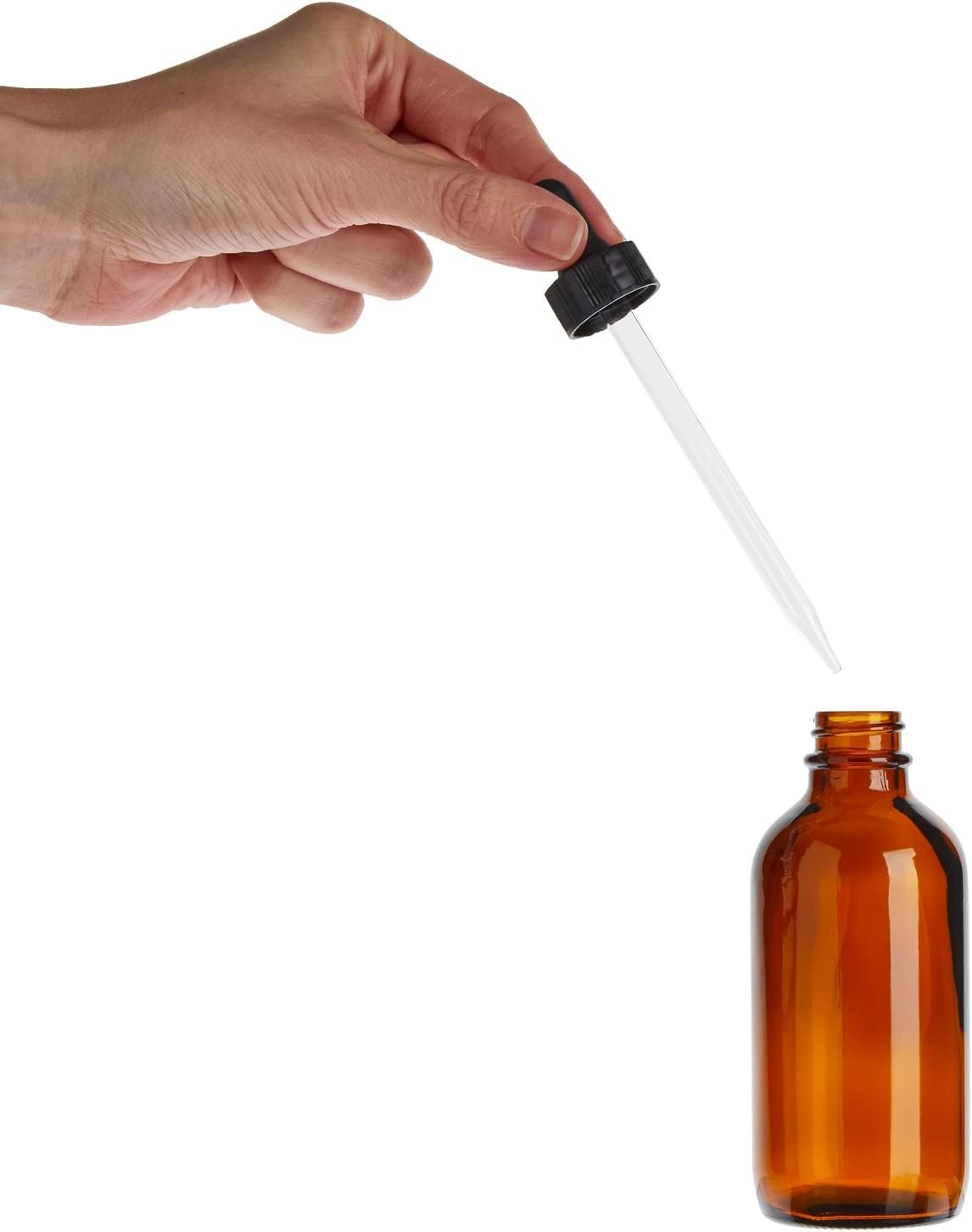 Juvale Paquete de 15 botellas de vidrio ámbar de 4 onzas con dispensador de cuentagotas y 6 embudos para aceites esenciales, viajes, perfumes,