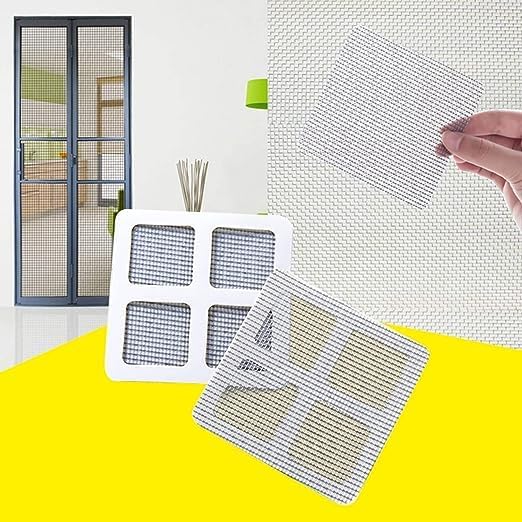 Adhesivo de reparación de mosquiteros blancos para evitar insectos, mosca, puerta, ventana, parche adhesivo de reparación para ventanas, 6 uds