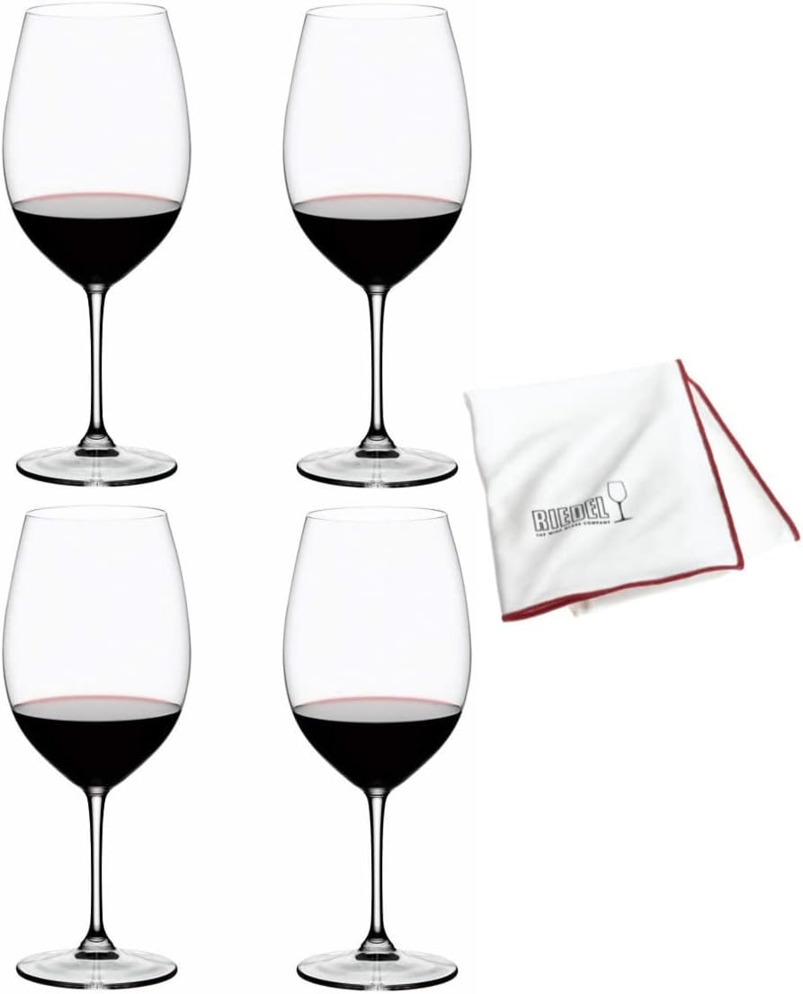 Riedel Vinum Bordeaux Grand Cru – Vasos (4 unidades) con paño de pulido (3 artículos)