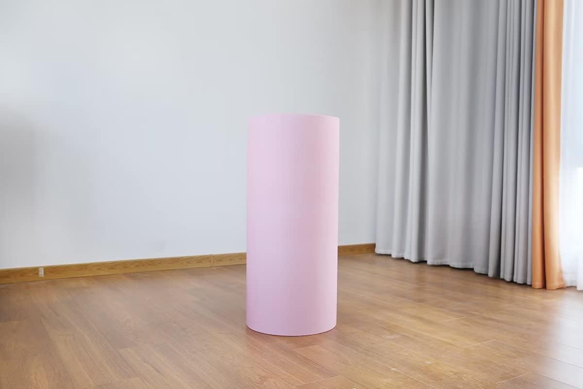 Cubiertas de pedestal redondas de color rosa carne sólida para fiesta de cumpleaños, cubierta de zócalo rosa, cubierta de cilindro redondo de tela
