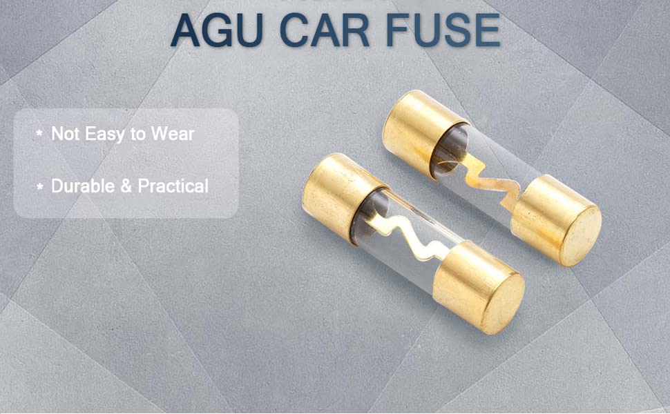 (5 piezas) AGU 80A 0.394 * 1.496 in oro estándar fusible de vidrio 80 amperios para coche estéreo para cocheautomarino audio estéreo amplificador de