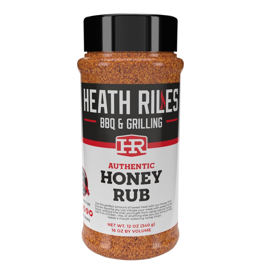 Heath Riles BBQ, Condimento Honey Rub, receta Champion Pitmaster, mezcla de especias agitadoras, 12 onzas