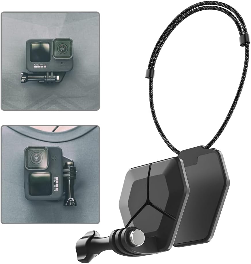 Soporte magnético en el pecho para cámara de acción, compatible con GoPro Hero 12111098 negro, DJI Osmo Action 432, AKASO, Insta360 y más