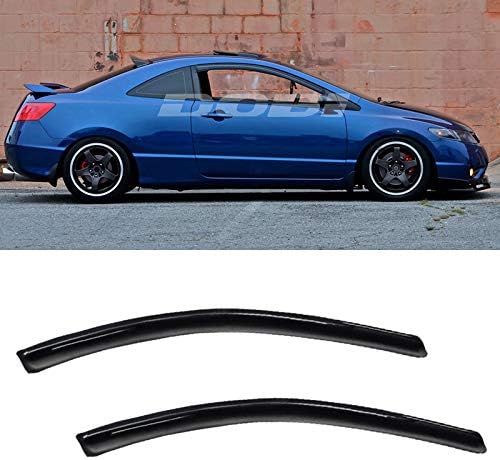 Laprive Auto 2 piezas para 06-11 Civic 2Dr Coupe Sun Rain Guard Deflector Viseras de ventana