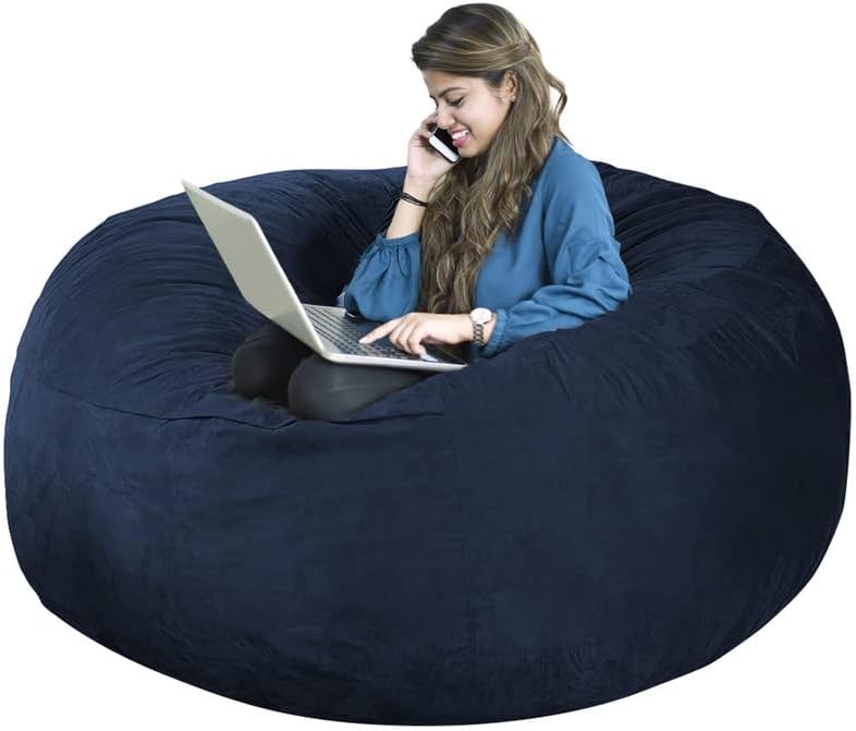 Funda para puf de gran tamaño para adultos, muebles de sala de estar, de microfibra suave y lavable, funda para silla de puf para niños, funda para
