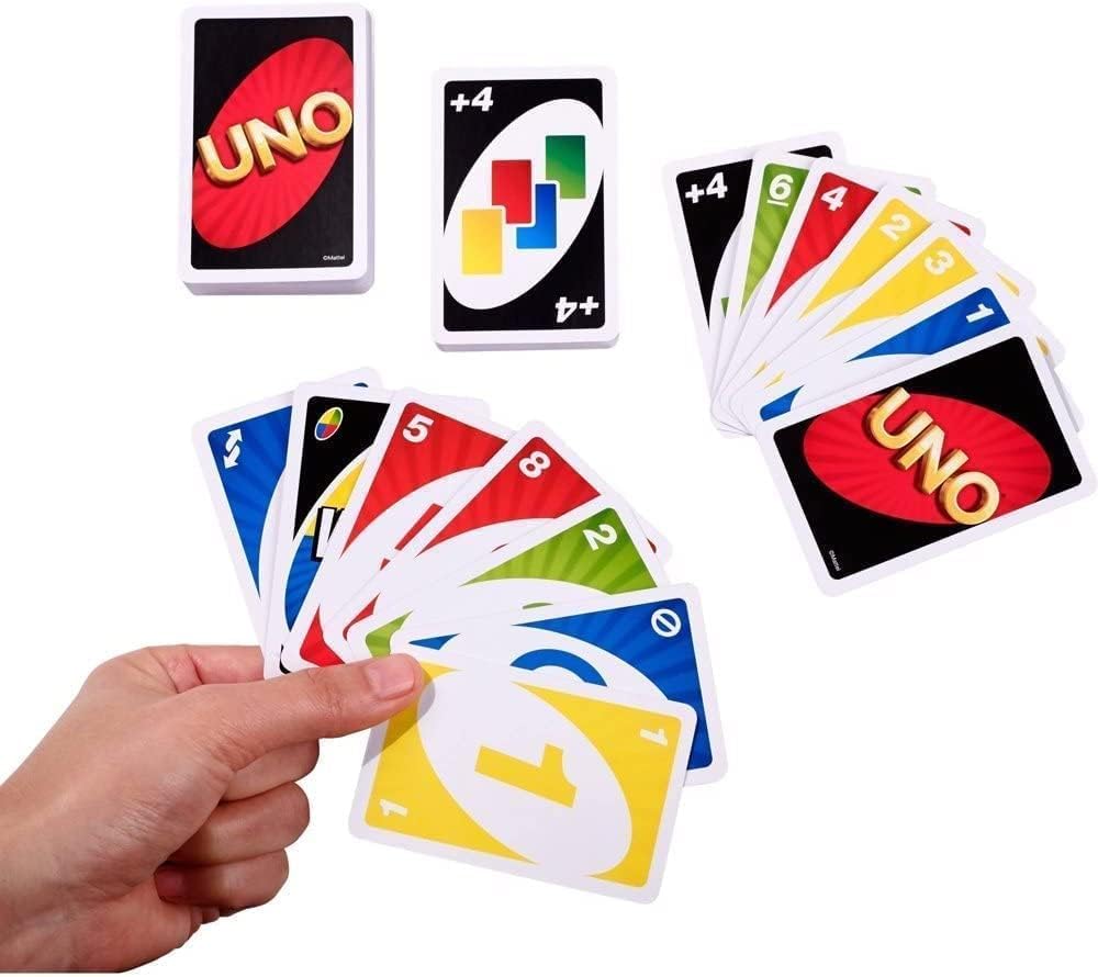 MUESO Juego de cartas UNO (paquete de 2) Juego de cartas Uno para 7 años y más para adultos, juego de 108 cartas