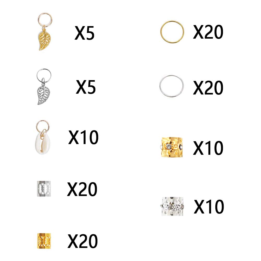 120 piezas de anillos de joyería para el cabello, accesorios de aluminio dorado y plateado, accesorios para el cabello, trenzas para el cabello,