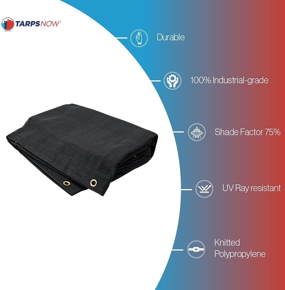 Tarps Now Lonas de malla resistentes (8 x 16 pies) con ojales, lona de tela con 75 % de protección solar para pantalla de patio, bloque de viento,