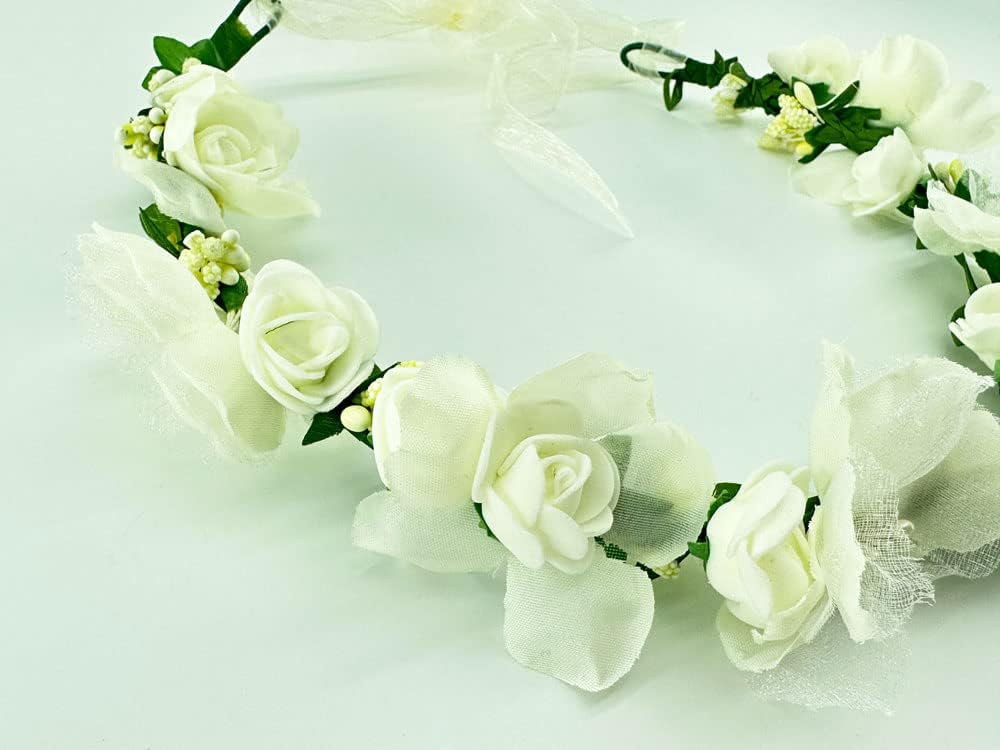 Tiara de flores moradas para mujer, piezas de pelo de boda para novias, corona de flores para niñas, diadema de flores blancas, accesorios para el