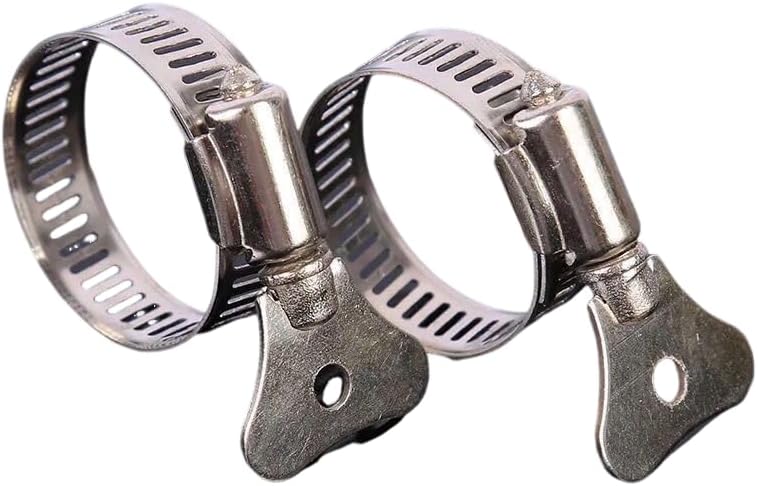 Paquete de 10 abrazaderas de manguera de acero inoxidable 304, abrazaderas de tornillo de pulgar ajustables, tamaño de 58″-1″ (16-25mm), ancho de