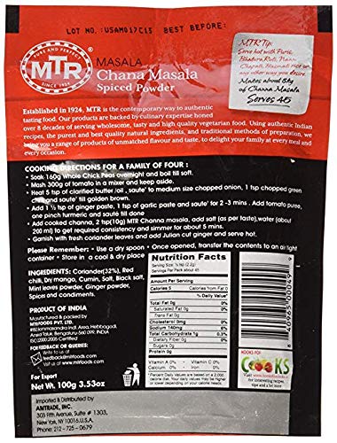 MTR Chana Masala (especias en polvo) – 3.52oz