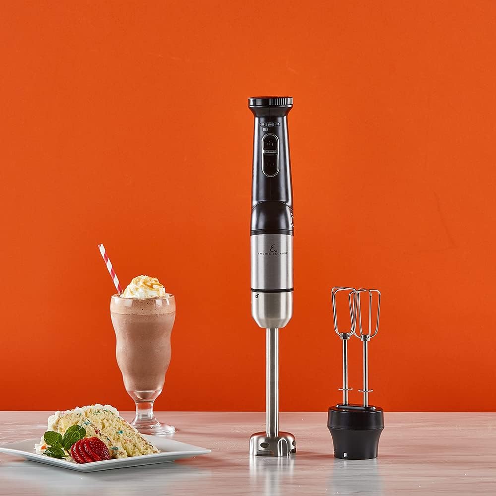 Emeril Everyday Blender & Beyond – Batidora de mano de inmersión, inalámbrica con estación de carga, batidor y batidor doble incluido.